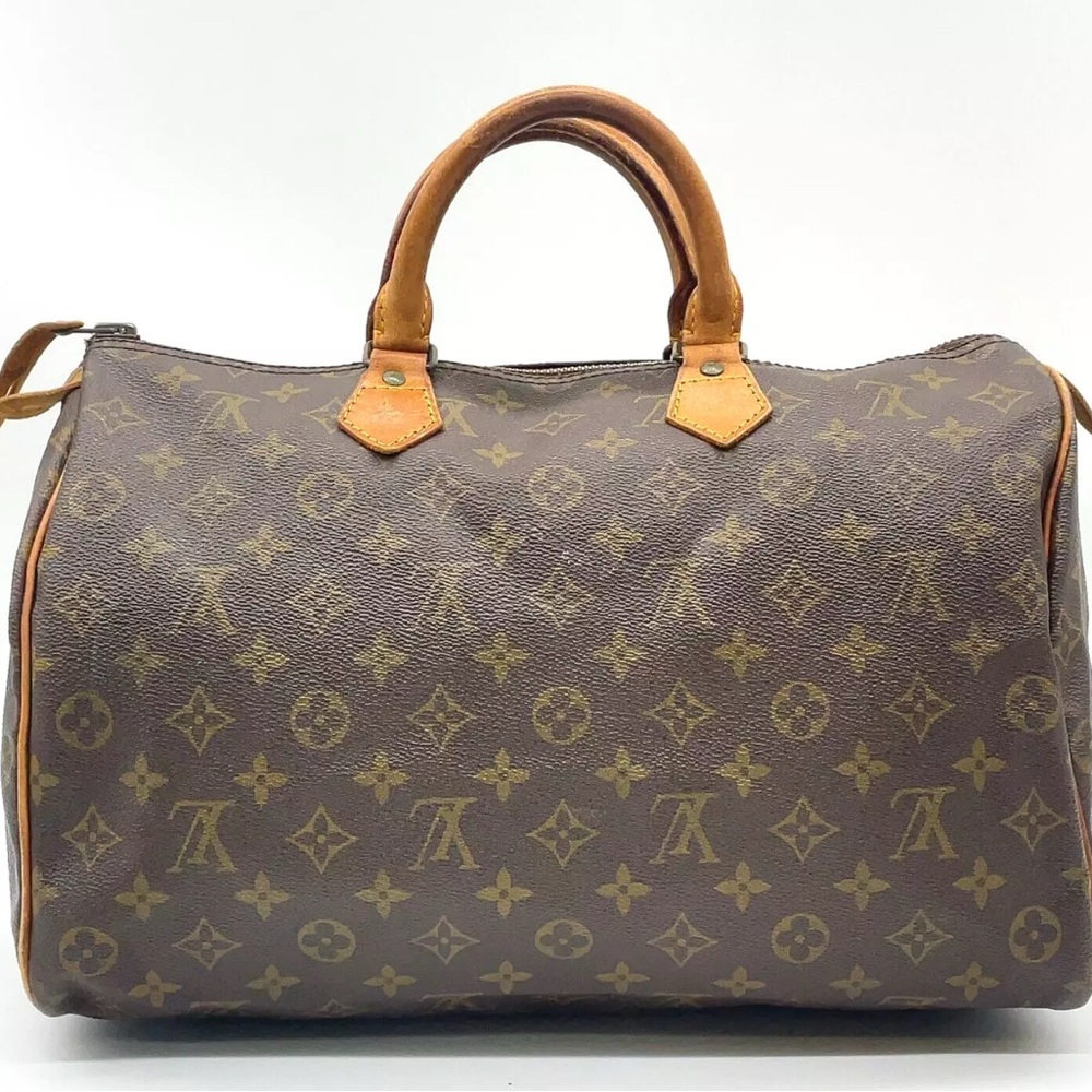 Auth Louis Vuitton Monogram Old Speedy 35  Handbag W/Dustbag/Lock - Picture 2 of 16